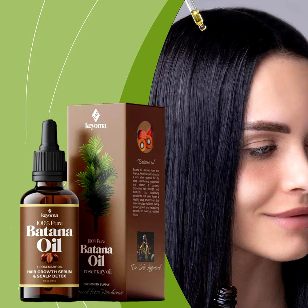 Batana Rosemary Mint Scalp and Hair Strengthening Oil infused with Biotin and Essential Oils – A Premium Nourishing Treatment for Split Ends and Dry Hair, Perfect for All Hair Types.