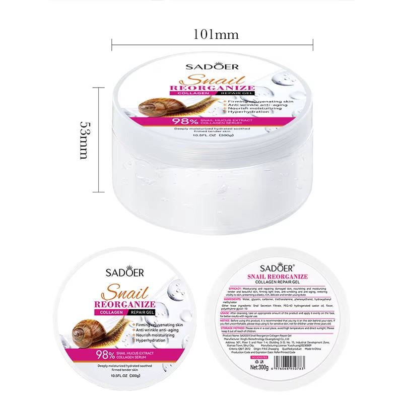 SADOER Snail Collagen Face Cream Gel | Firming | Repair | Brightening | Moisturizing!